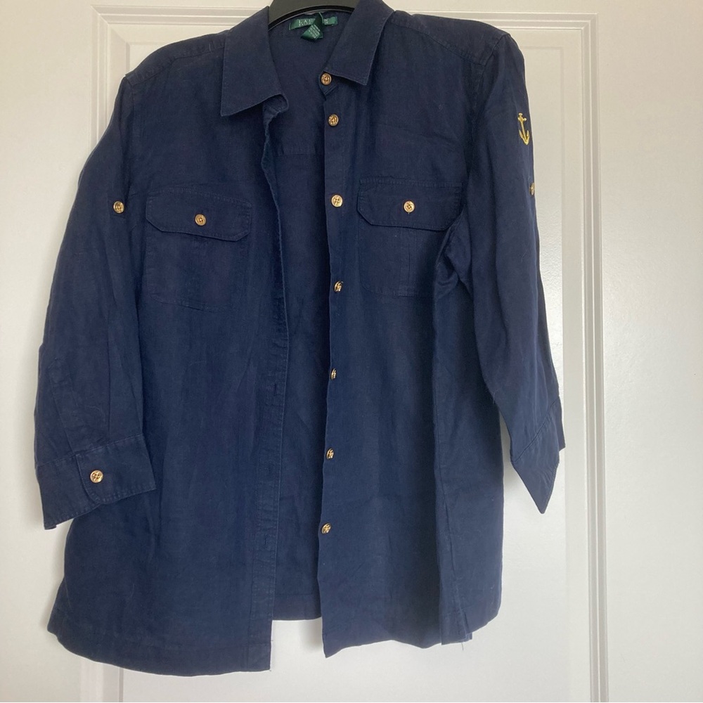 Blue and gold button down
